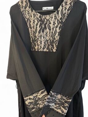 Black Abaya with Lace design